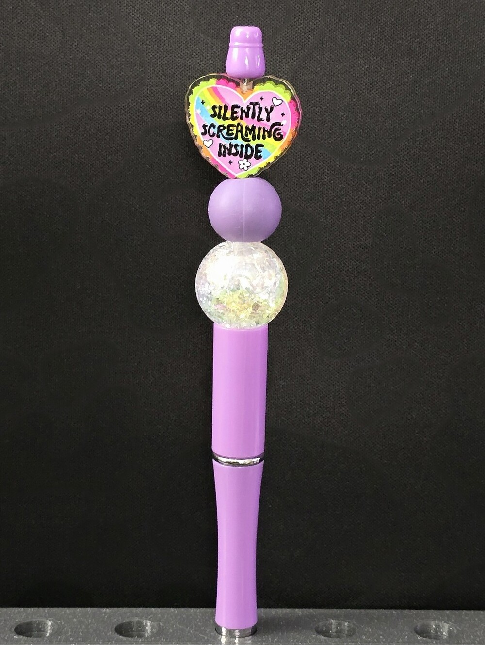 Silently Screaming Inside Novelty Beaded Pen